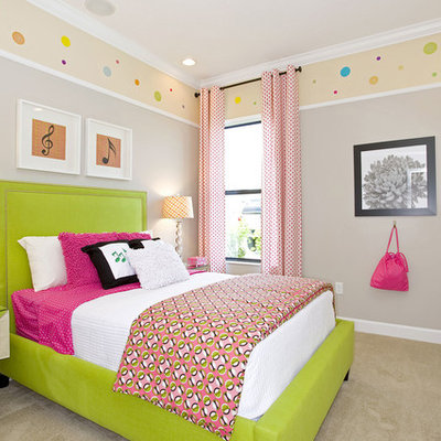 Inspiration for a contemporary carpeted and beige floor kids' room remodel in Tampa with gray walls