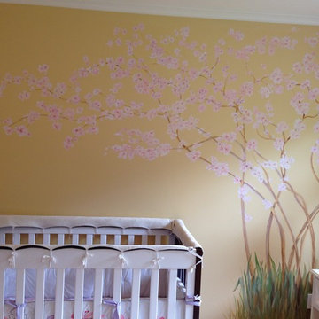 cherry blossom nursery mural