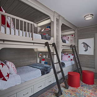 Inspiration for a mediterranean gender-neutral kids' room remodel in Detroit with gray walls
