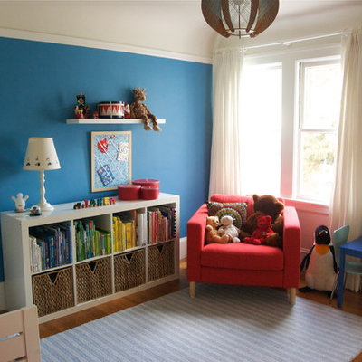 Kids' room - contemporary kids' room idea in San Francisco with blue walls