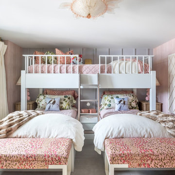 Children's room with custom bunk beds to accommodate guests