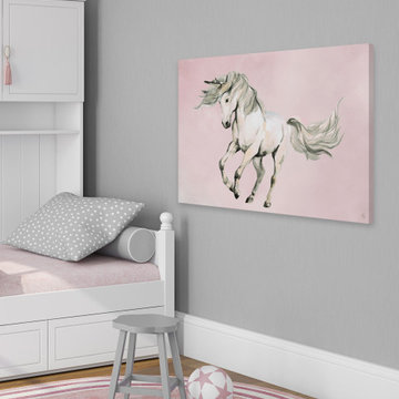 "Classic Beauty Unicorn" Painting Print on Wrapped Canvas