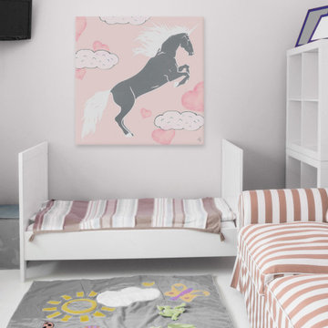 "Cloudy Unicorn" Painting Print on Wrapped Canvas