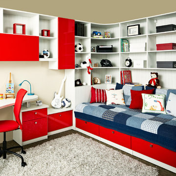 Colorful and Modern Built-In Wall Bed and Desk