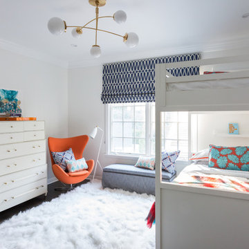 Colorful Mid Century Teen Bedroom with Bunk Beds