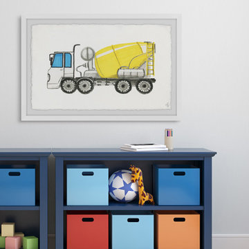 "Concrete Mixer Truck" Framed Painting Print