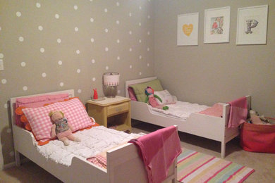 Contemporary Girls Room with White Polka Dots