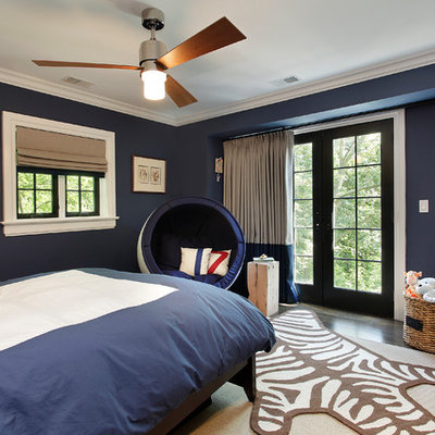 Kids' bedroom - contemporary kids' bedroom idea in Other with blue walls