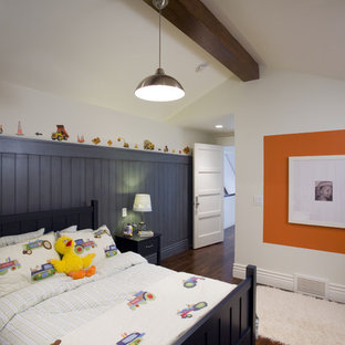 Toddler room - contemporary boy dark wood floor toddler room idea in Salt Lake City with multicolored walls