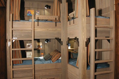 デンバーにあるラスティックスタイルのおしゃれな子供の寝室 (二段ベッド) の写真