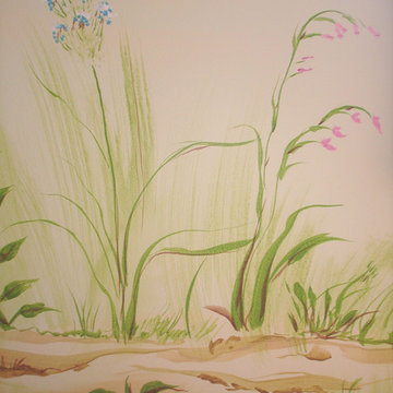 Custom Mural. Baby Room. Farm, fields and wild flowers theme.