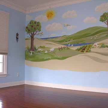 Custom mural for the baby boy room. Farm theme.