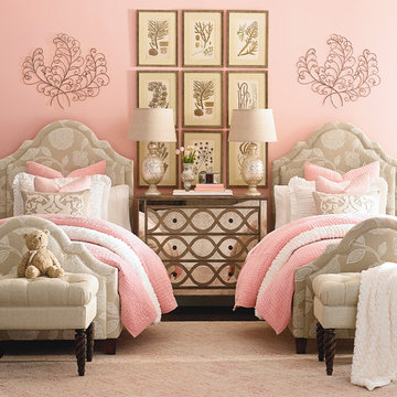 Custom Upholstered Barcelona Bonnet Twin Beds by Bassett Furniture