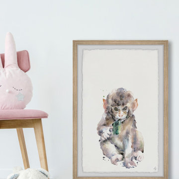 "Cute Little Monkey" Framed Painting Print