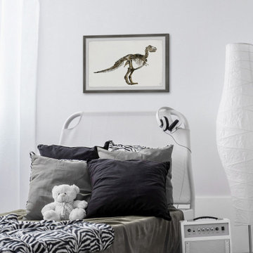 "Dinosaur Skeleton" Framed Painting Print