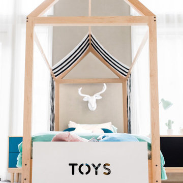 Domo Zen Twin Bed with Drawers . (maple) +Toybox