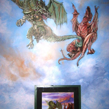 Dragon Battle Scene Mural