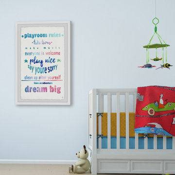"Dreamy Playroom Rules" Framed Painting Print