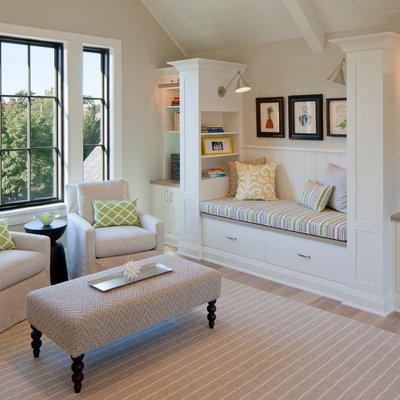 Inspiration for a transitional kids' room remodel in Grand Rapids with gray walls