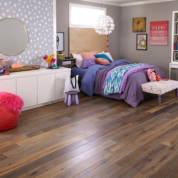 Purple, Gray Teen Bedroom - Lexington Holden, Engineered, White Oak Hardwood