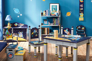 Cette image montre une chambre d'enfant craftsman.