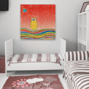 "Feathers, Dots & Stripes VI" Painting Print on Wrapped Canvas