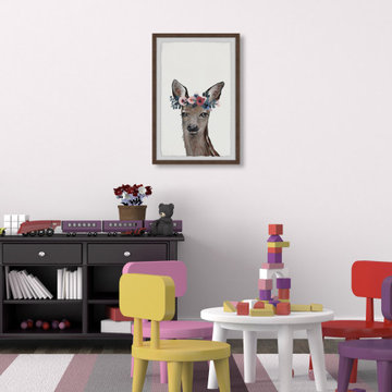 "Floral Crowned Deer" Framed Painting Print