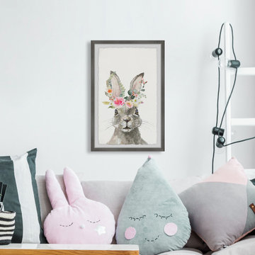 "Floral Crowned Hare" Framed Painting Print