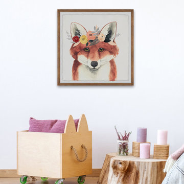 "Flower Crowned Fox" Framed Painting Print