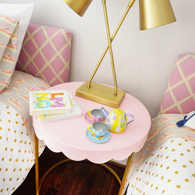Kids' room - mid-sized contemporary girl dark wood floor and brown floor kids' room idea in Atlanta with gray walls