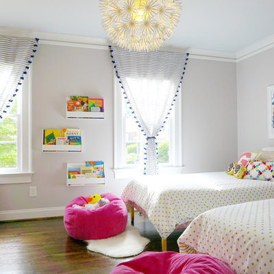 Mid-sized trendy girl dark wood floor and brown floor kids' room photo in Atlanta with gray walls