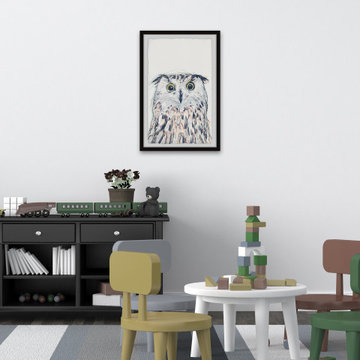 "Funky Owl Portrait II" Framed Painting Print