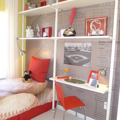 Inspiration for a contemporary boy kids' room remodel in DC Metro with multicolored walls