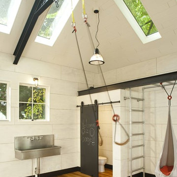 Garage renovated for family play