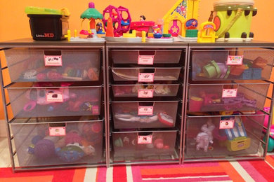 Girl's playroom - toy storage