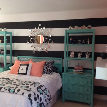 Girl's Teal & Coral Bedroom