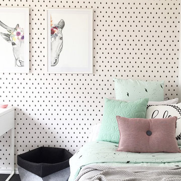 Girls Bedroom with Pink and Mint Accents