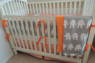 Gray and Orange Elephant Houndstooth Custom Baby Bedding