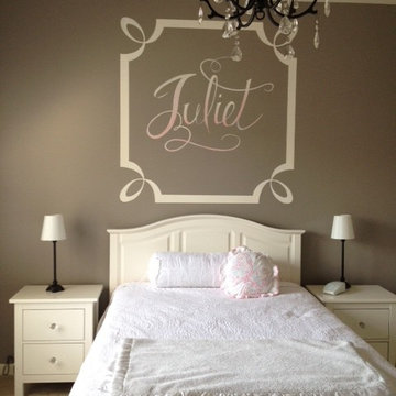 gray and pink girls room