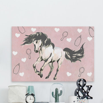 "Grooming Unicorn" Painting Print on Wrapped Canvas