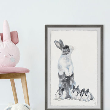 "Hare Family Portrait" Framed Painting Print