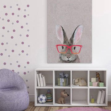 "Hare with Red Glasses" Painting Print on Wrapped Canvas