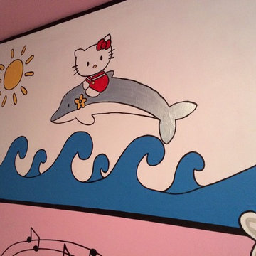 Hello Kitty riding a dolphin