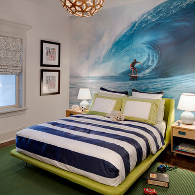 Kids' room - transitional kids' room idea in Chicago with multicolored walls
