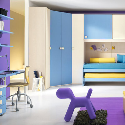 Example of a minimalist kids' bedroom design in New York