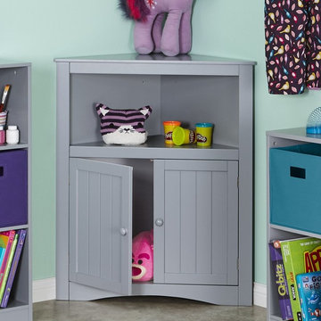 Kids 2-Door Corner Cabinet, Gray