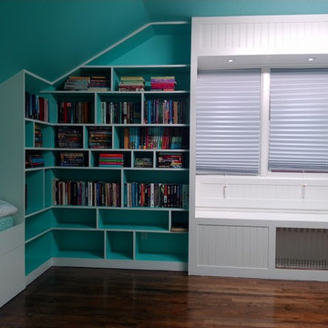 kids bedroom and library