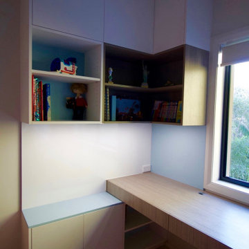 Kids bedroom desks and shelves
