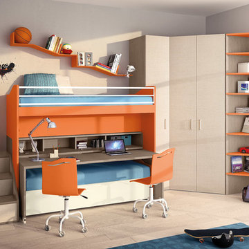 Kids bedroom solution with movable elements