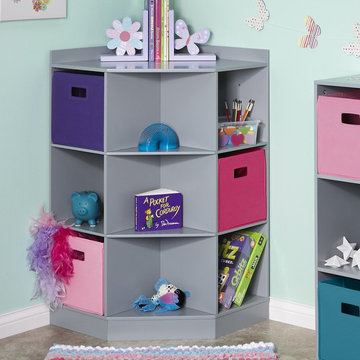 Kids Corner Storage Cabinet with Cubbies, Gray